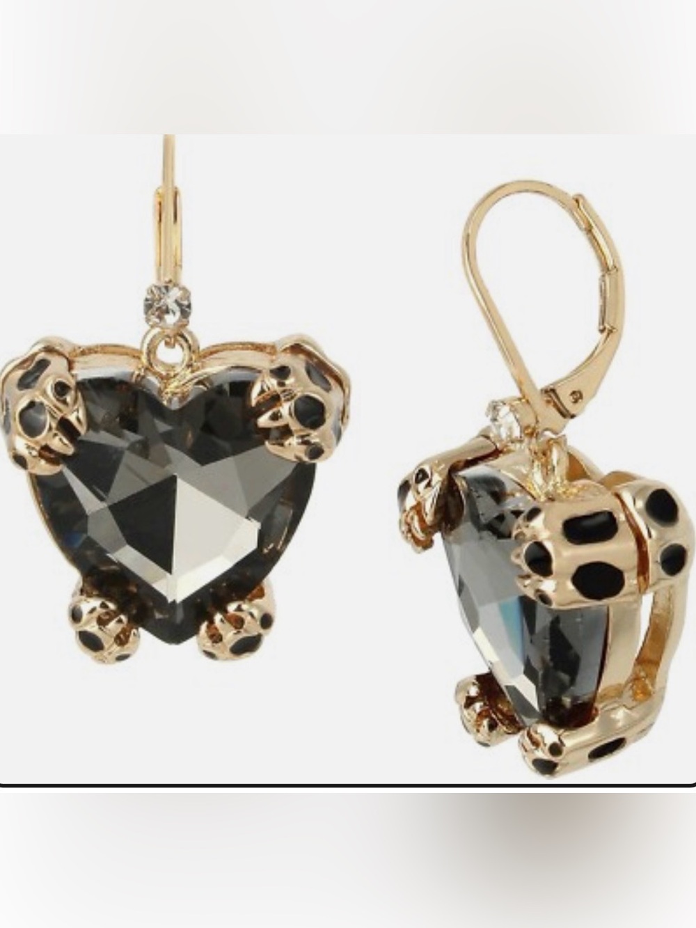 New Betsey Johnson Heart Crystal Drop Earrings